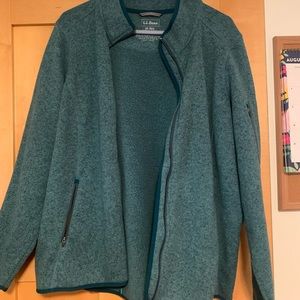 LL Bean Teal Fleece/Knit Jacket